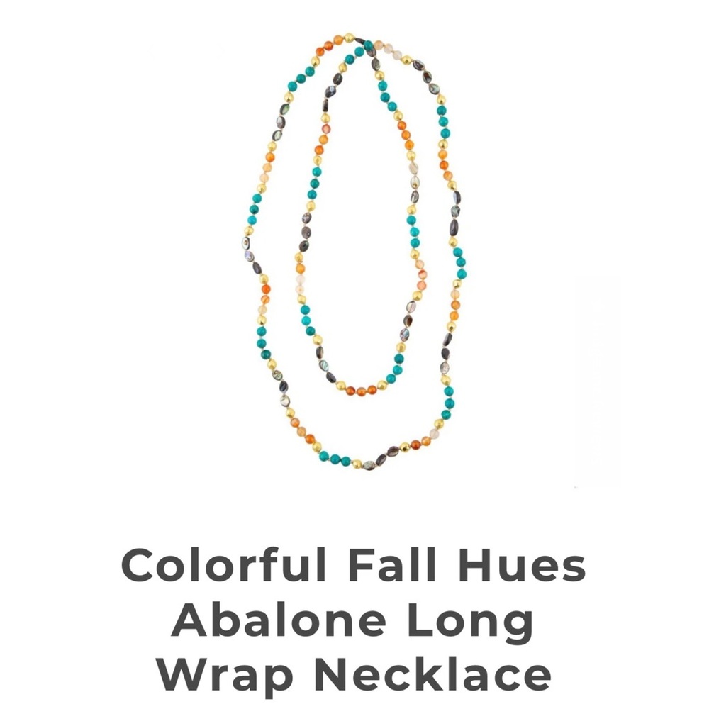 NWT! BARSE Colorful Fall Hues Abalone Long Wrap Necklace $58
